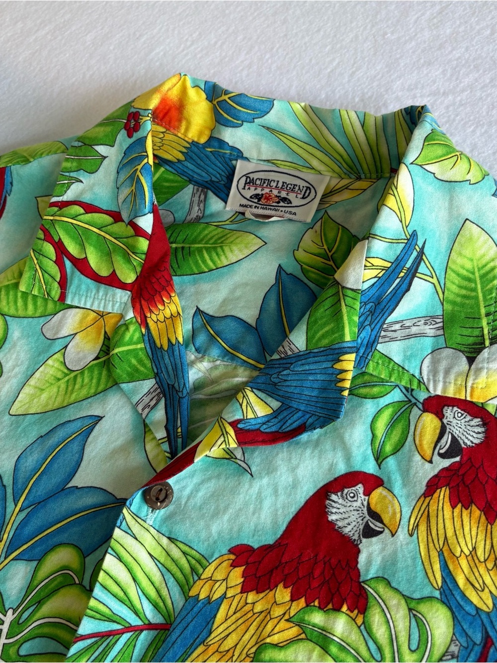 Pacific Legend Apparel Men’s Tropical Parrot Print Button-Up XL 100% Cotton